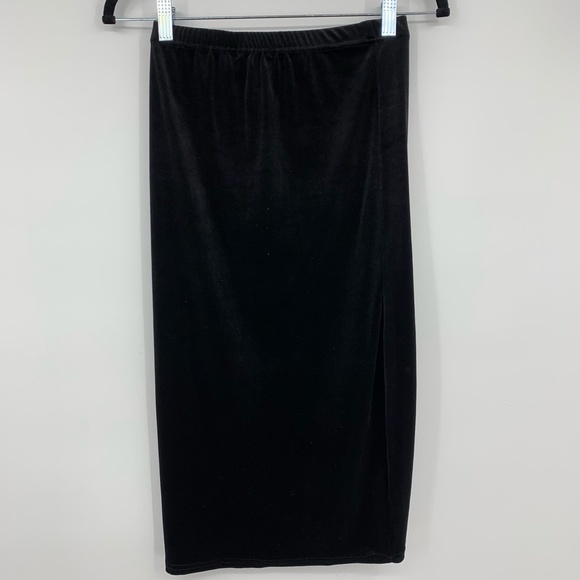 Boohoo 4 skirt Velvet split side midi Black - Picture 6 of 6